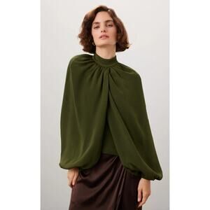 Co Green Satin Wrap Top